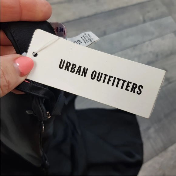Urban Outfitters Satin Mallory Mini Dress XS UK 6 Black Slip LBD Party BNWT - Picture 7 of 11